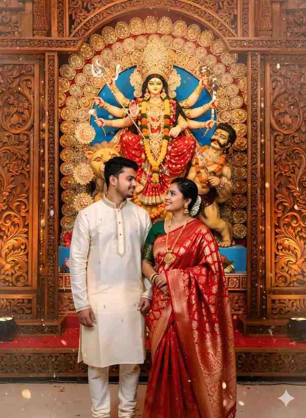 Durga puja couple prompt