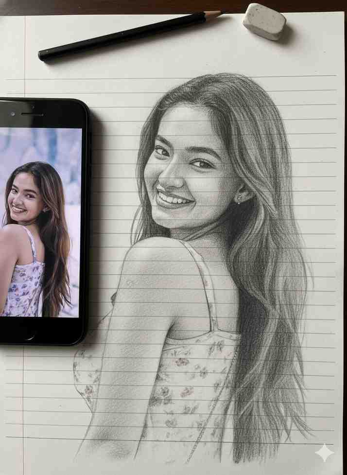 Instagram Viral Drawing Photo Editing Gemini Prompt