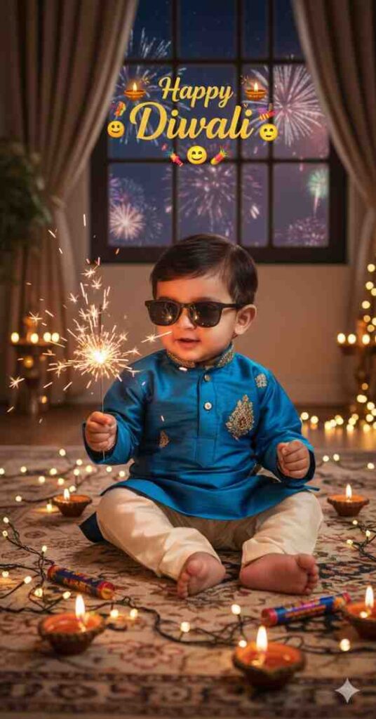 diwali photo editing prompt kid boy